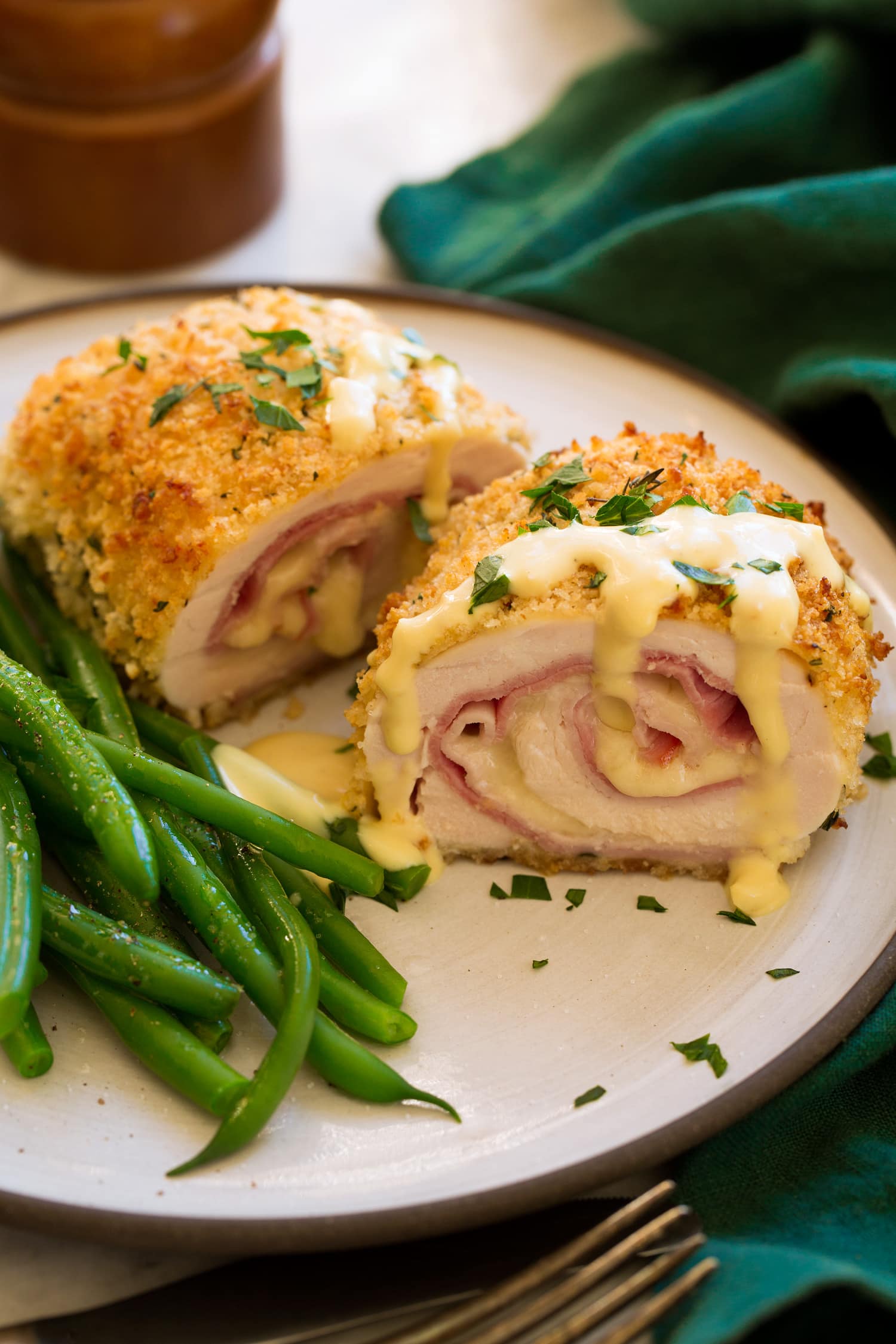 Oven-Baked Chicken Cordon Bleu with Creamy Dijon Sauce