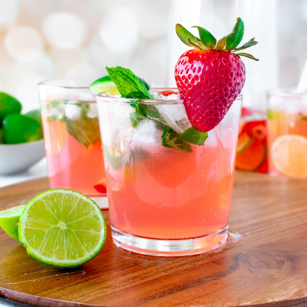 Muddled Rum Cupids Mojito with Fresh Strawberries