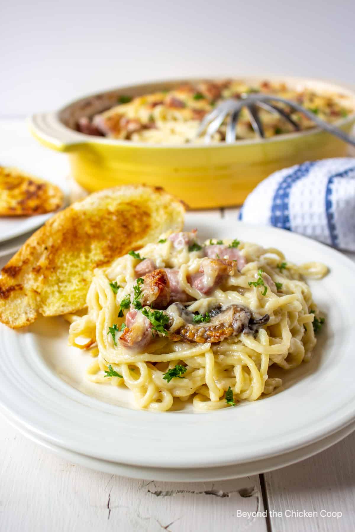 Ham Tetrazzini served with a side of creamy lemon risotto.
