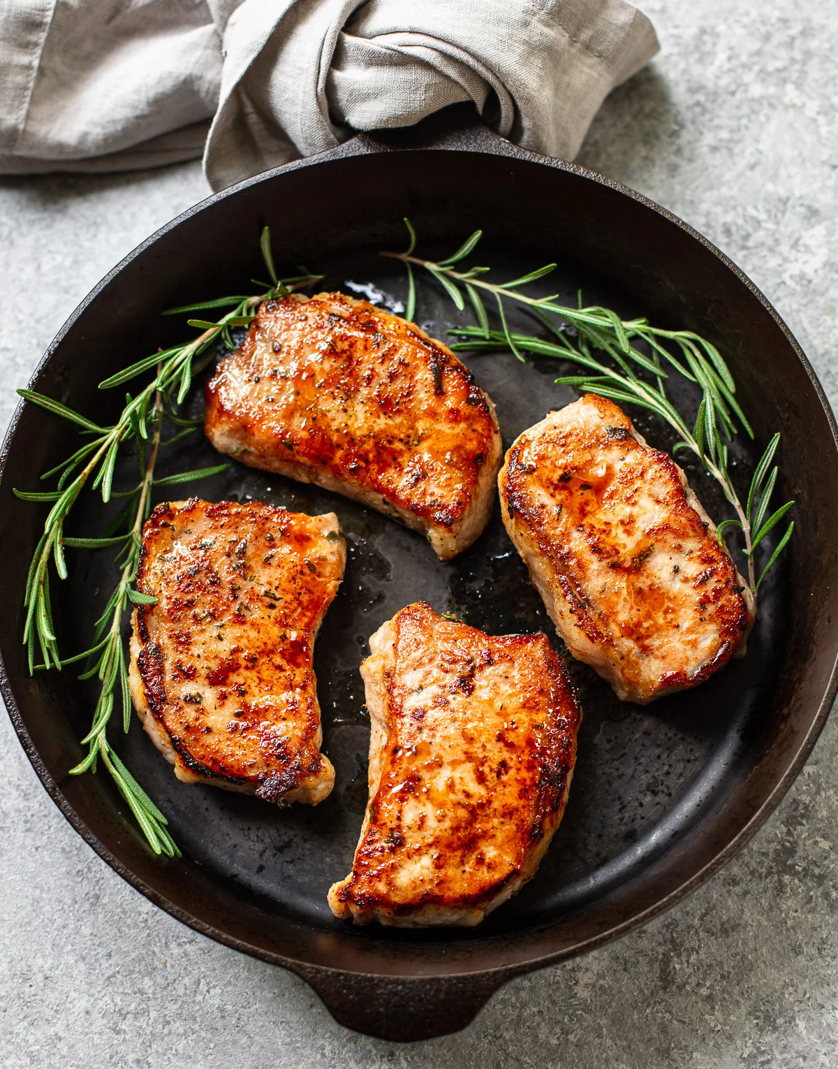 Pan-Seared Pork Chops with Fresh Rosemary