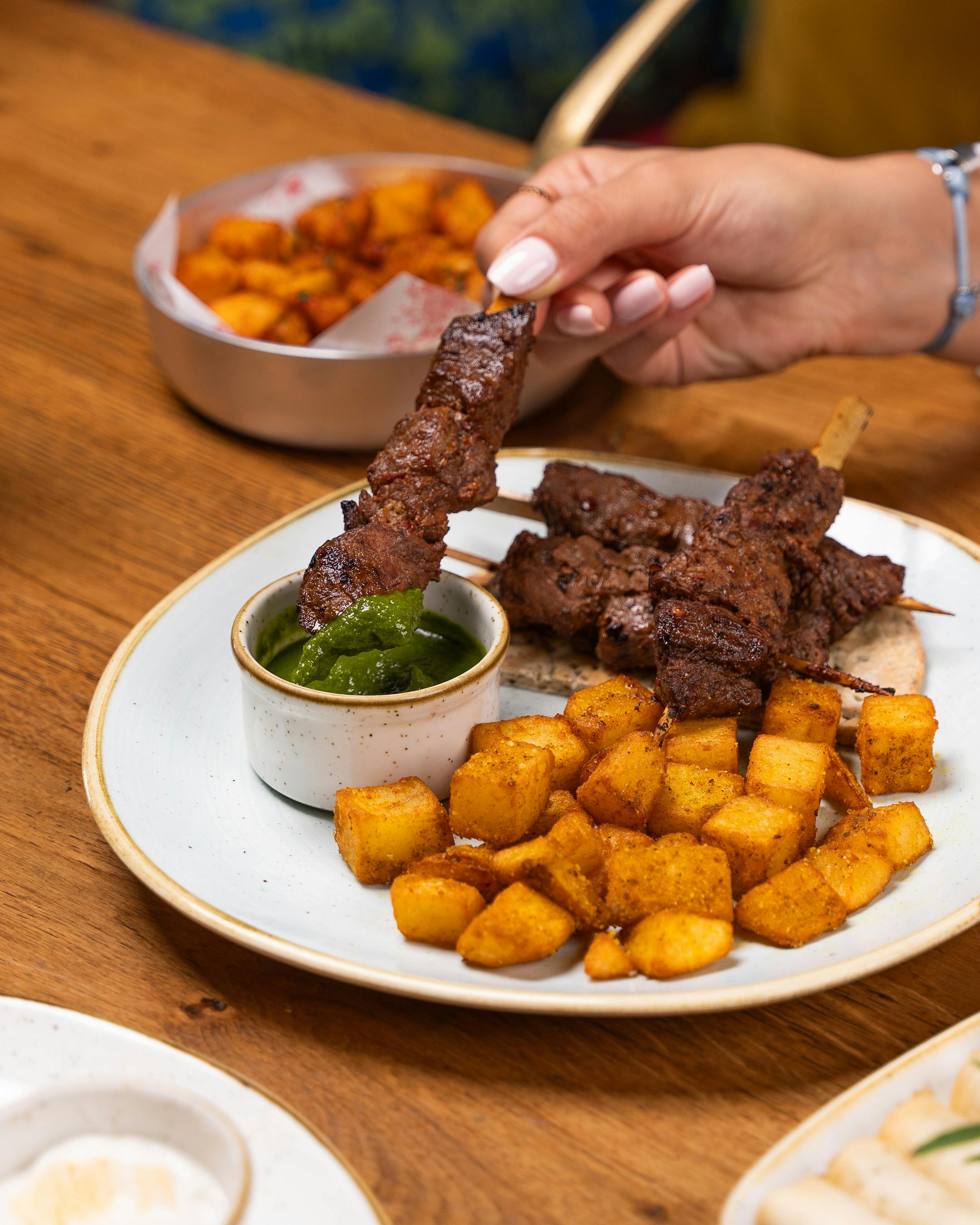 Tender Grilled Steak Skewers with Crispy Homemade Hashbrown Potatoes